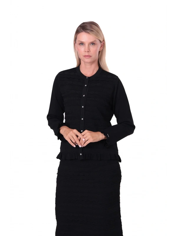 İNVEE Papatya Triko Takım - Siyah