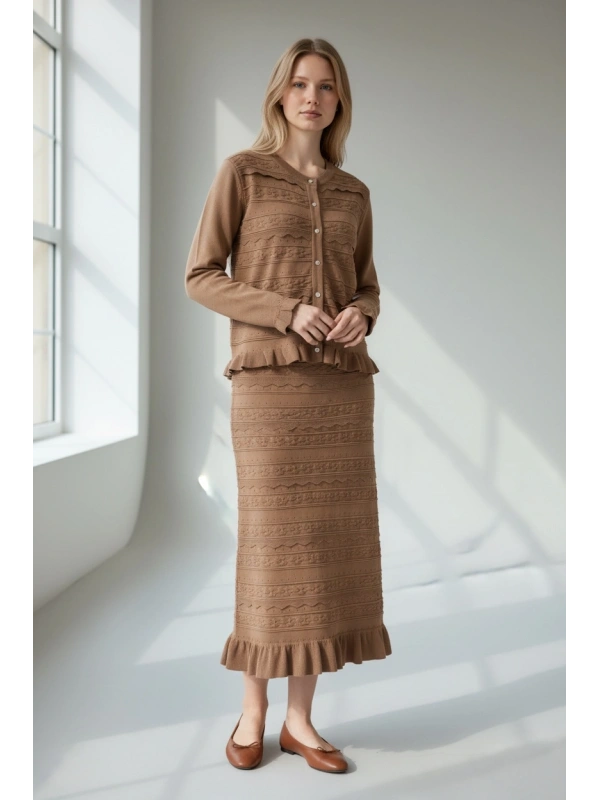 İNVEE Papatya Triko Takım - Toprak