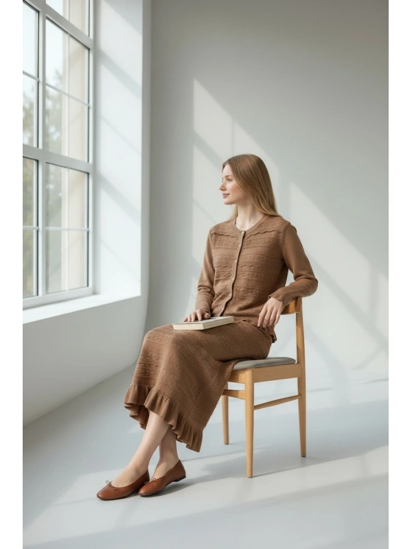 İNVEE Papatya Triko Takım - Toprak