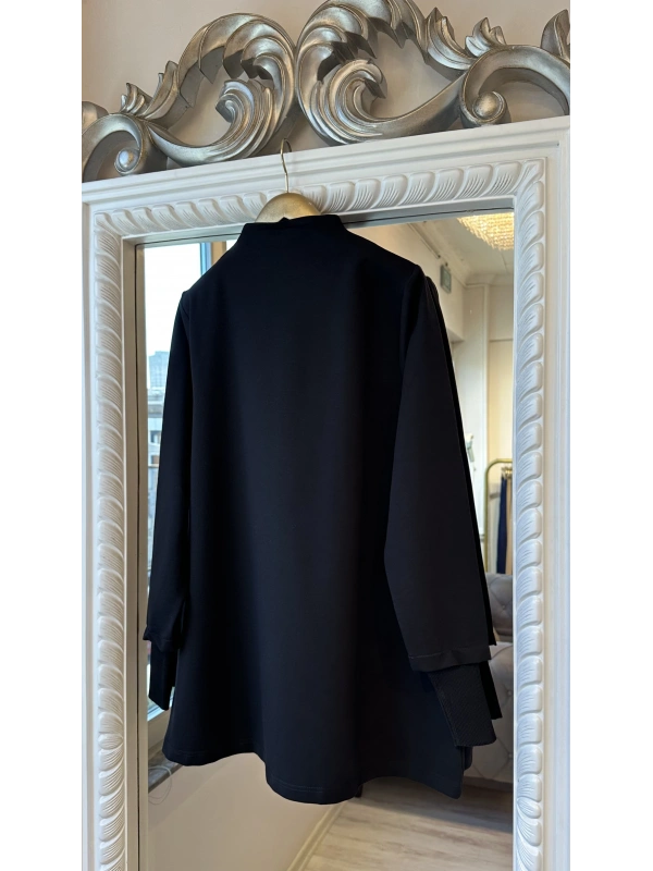 İNVEE Kadın Pamuk Karışımlı Fermuarlı Tunik - Siyah