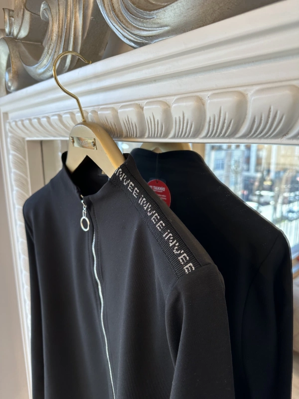 İNVEE Kadın Pamuk Karışımlı Fermuarlı Tunik - Siyah