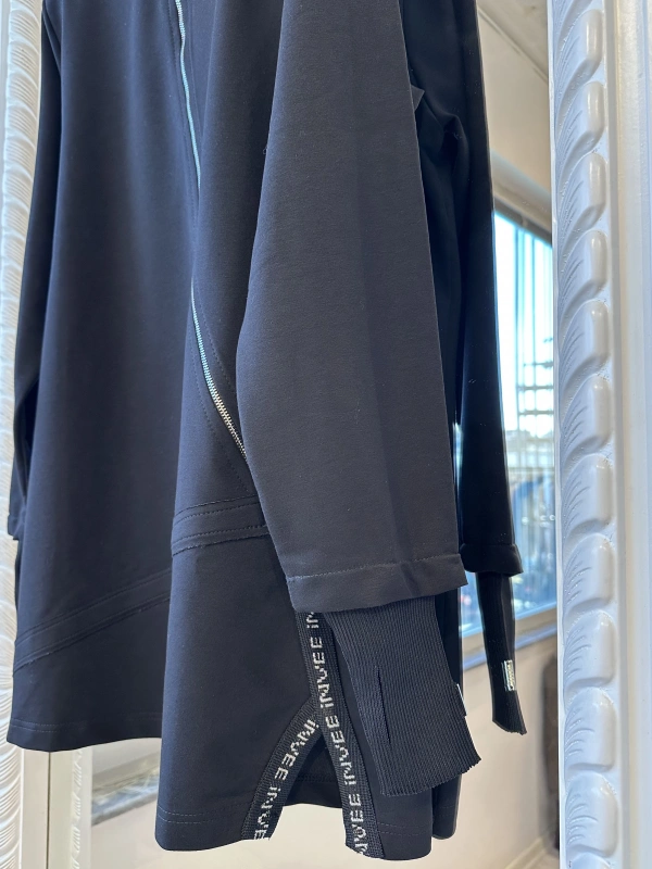 İNVEE Kadın Pamuk Karışımlı Fermuarlı Tunik - Siyah