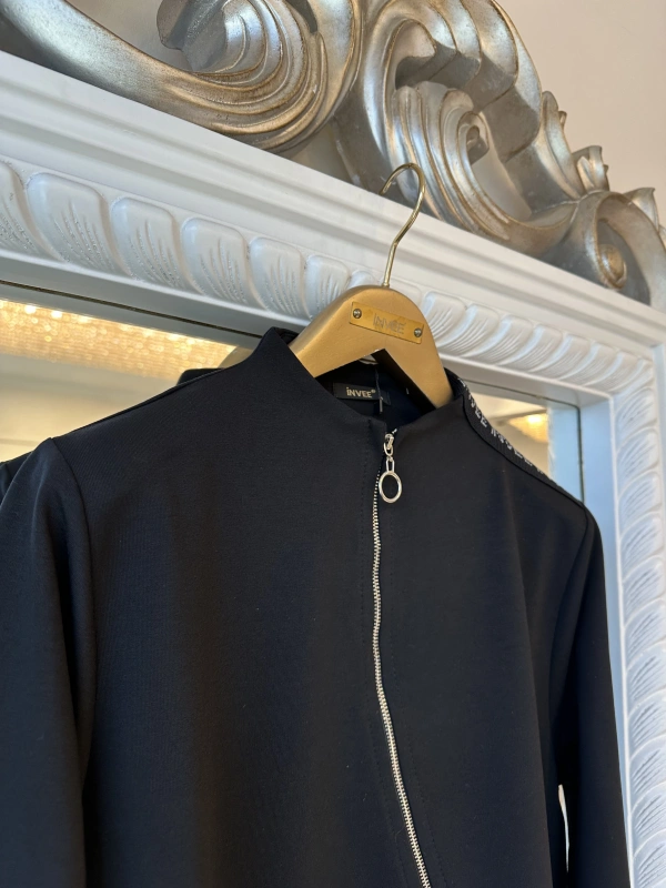 İNVEE Kadın Pamuk Karışımlı Fermuarlı Tunik - Siyah