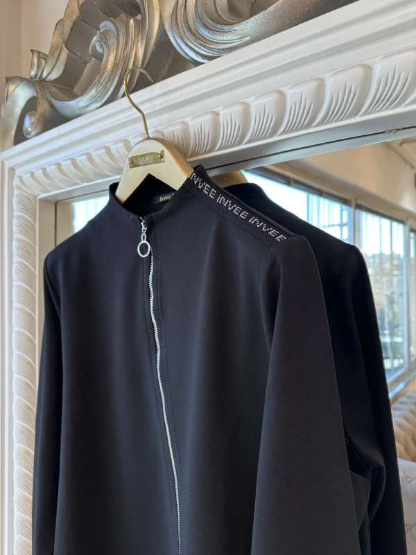 İNVEE Kadın Pamuk Karışımlı Fermuarlı Tunik - Siyah