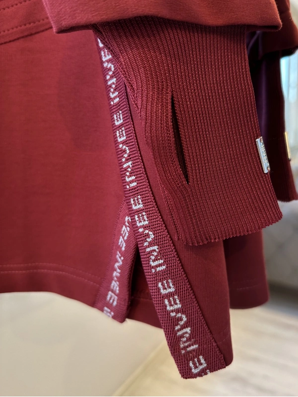 İNVEE Kadın Pamuk Karışımlı Fermuarlı Tunik - Bordo