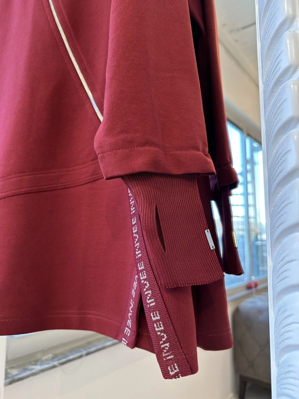 İNVEE Kadın Pamuk Karışımlı Fermuarlı Tunik - Bordo