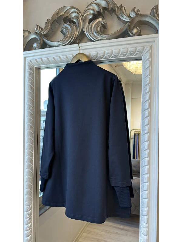 İNVEE Kadın Pamuk Karışımlı Fermuarlı Tunik - Antrasit