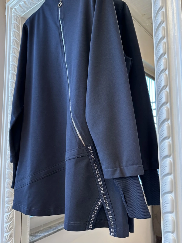 İNVEE Kadın Pamuk Karışımlı Fermuarlı Tunik - Antrasit