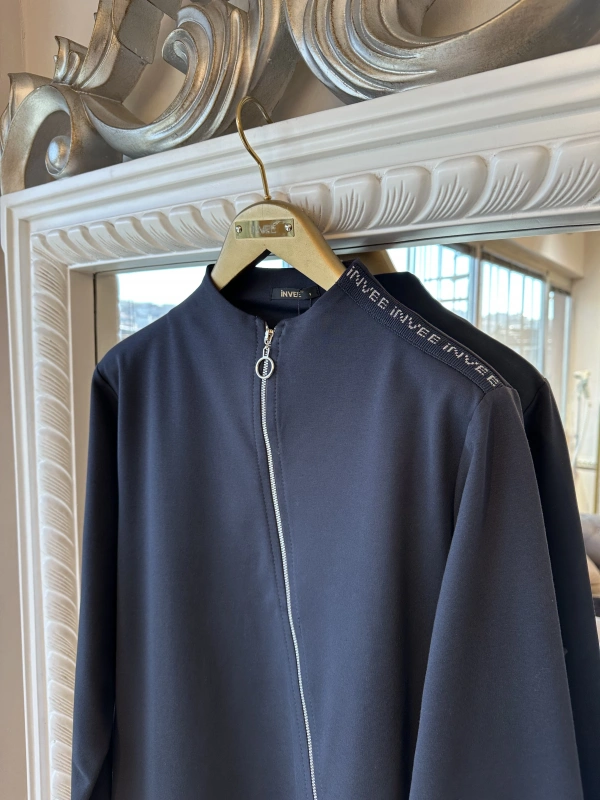 İNVEE Kadın Pamuk Karışımlı Fermuarlı Tunik - Antrasit