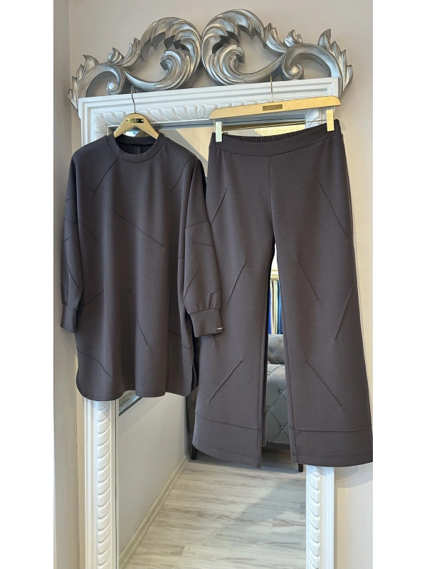 İNVEE Kadın Oversize Takım - Kahverengi