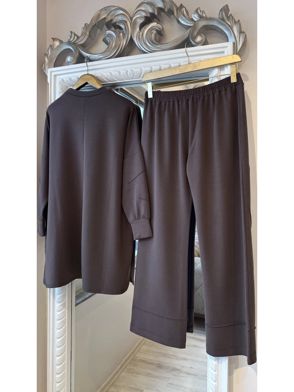 İNVEE Kadın Oversize Takım - Kahverengi