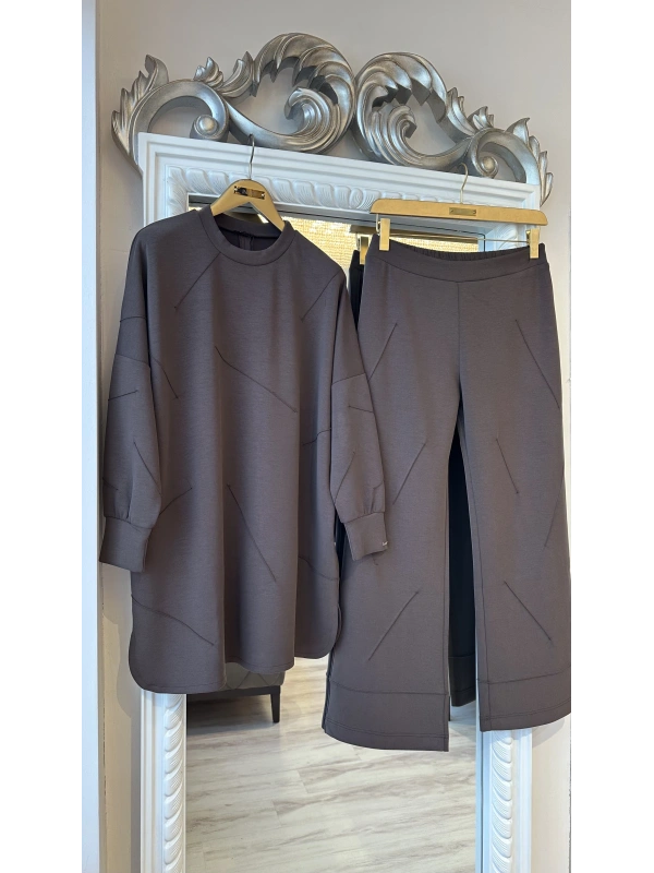 İNVEE Kadın Oversize Takım - Kahverengi