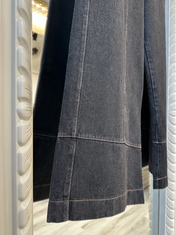 İNVEE Beli Geniş Paça Lastikli Denim Pantolon - Siyah