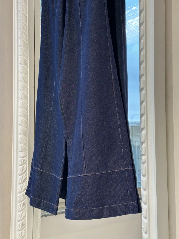 İNVEE Beli Geniş Paça Lastikli Denim Pantolon - Mavi