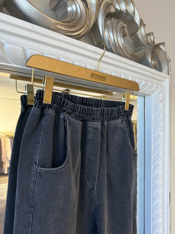 İNVEE Kadın Ceket ve Pantolon Denim Takım - Siyah