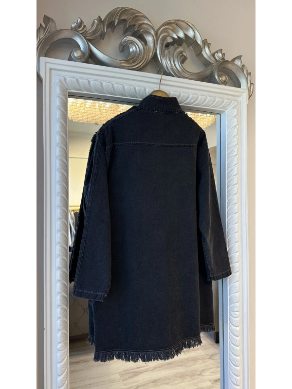 İNVEE Kadın Ceket ve Pantolon Denim Takım - Siyah