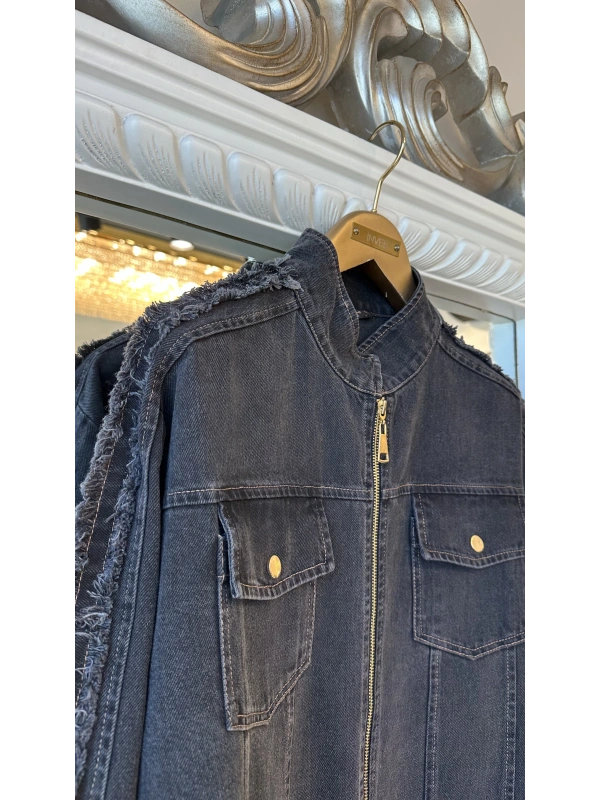 İNVEE Kadın Ceket ve Pantolon Denim Takım - Siyah