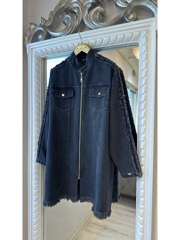 İNVEE Kadın Ceket ve Pantolon Denim Takım - Siyah