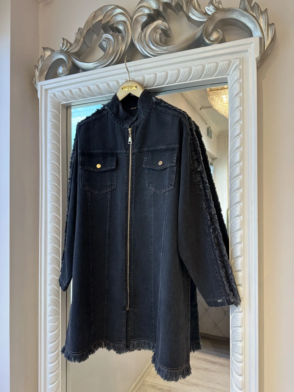 İNVEE Kadın Ceket ve Pantolon Denim Takım - Siyah