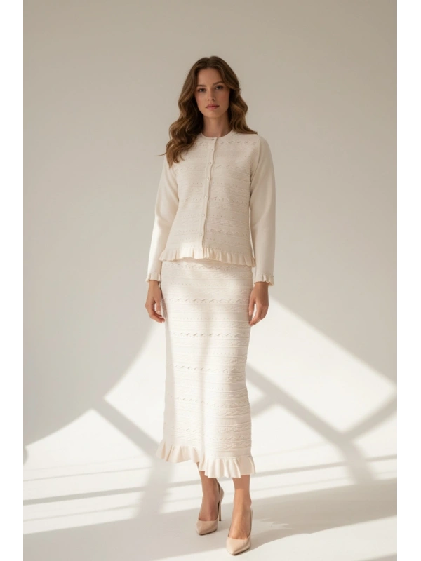 İNVEE Papatya Triko Takım - Vanilya