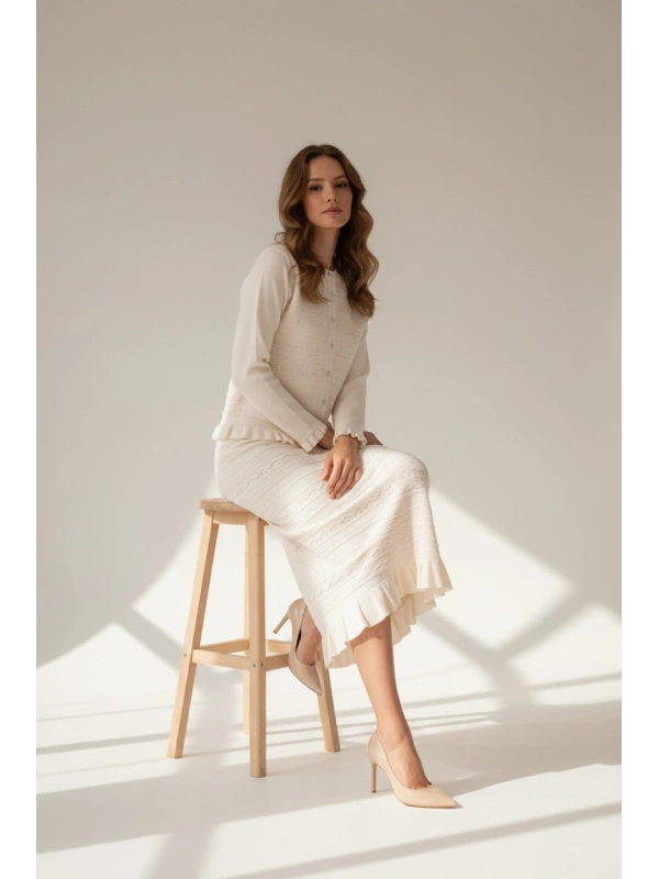 İNVEE Papatya Triko Takım - Vanilya