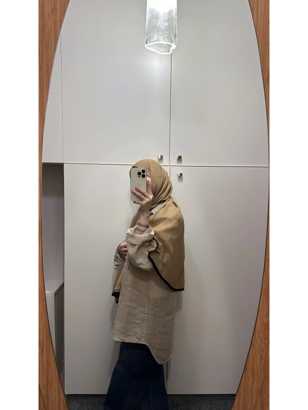 %100 Pamuk Hafif Müslin Şal - Camel