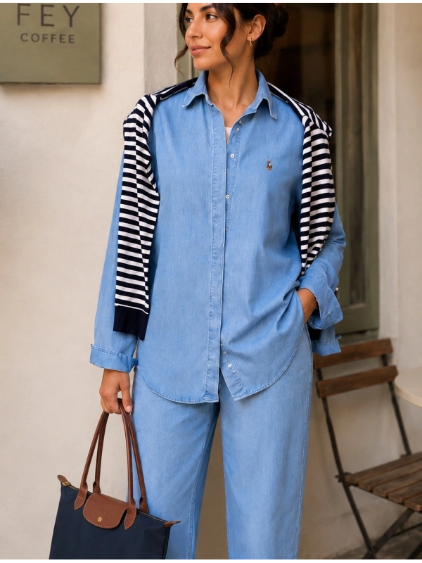 Denim Gömlek - Pantolon Takım