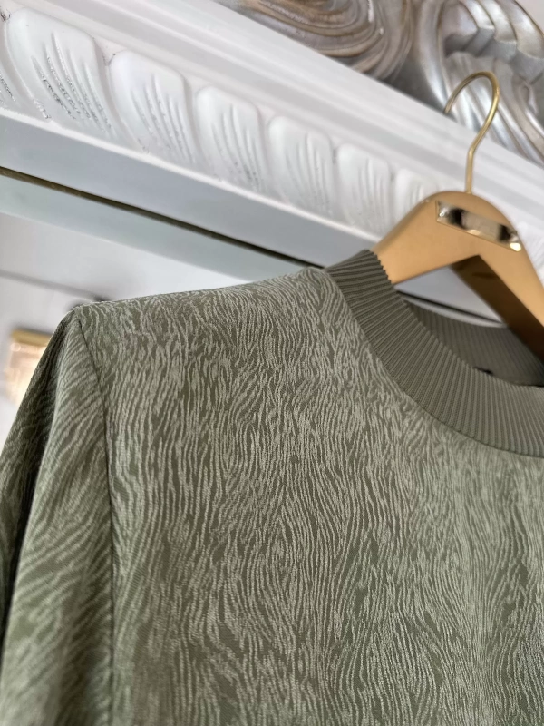 İNVEE 7136 Desenli Modal Elbise - Haki