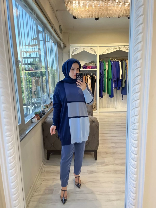 İNVEE 6994 Lacivert Triko Tunik