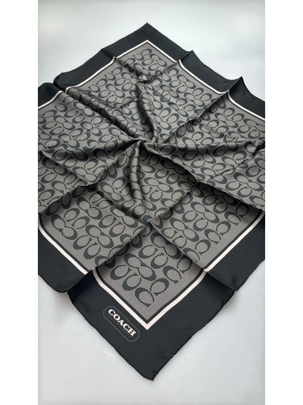 A Kalite Twill İpek Eşarp - Siyah