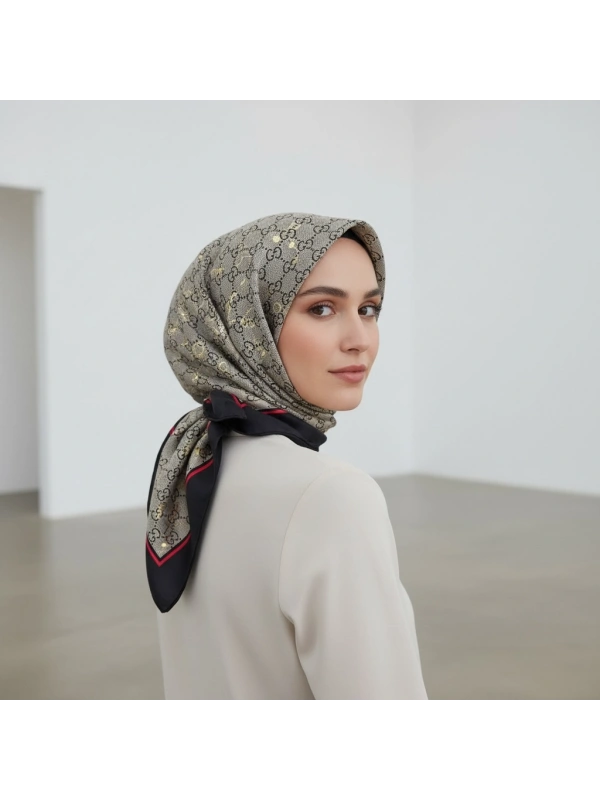 A Kalite Twill İpek Eşarp - Altın