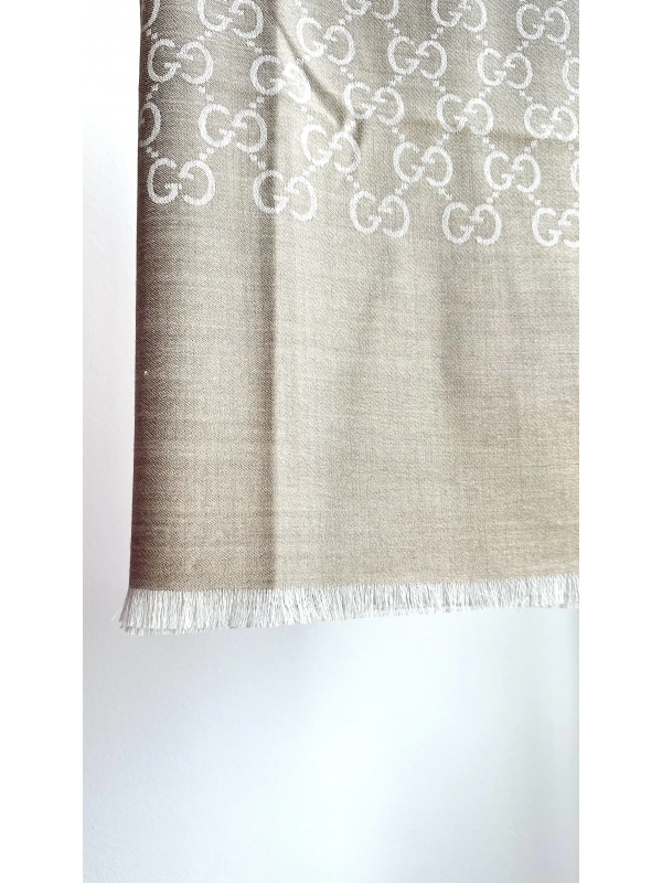 A Kalite Yün İpek Şal - Bej