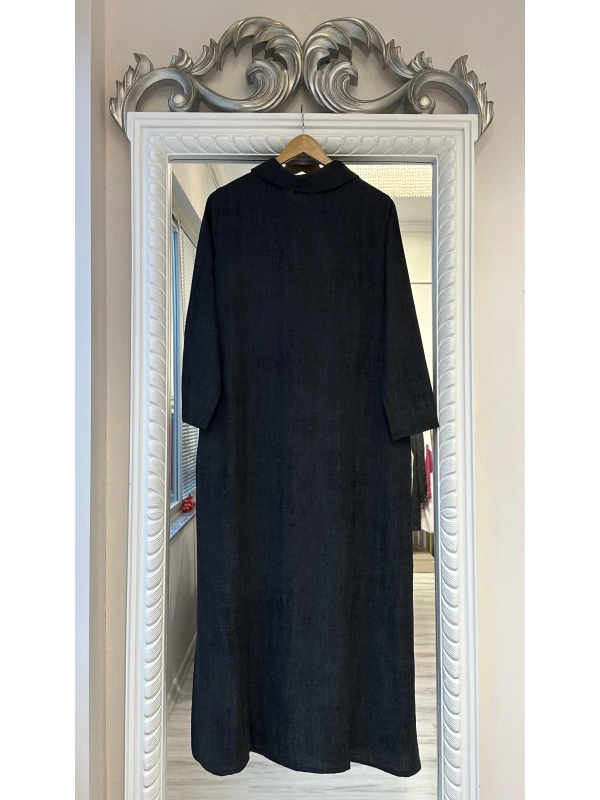 Beyza Senil Büyük Beden Ferace - Siyah