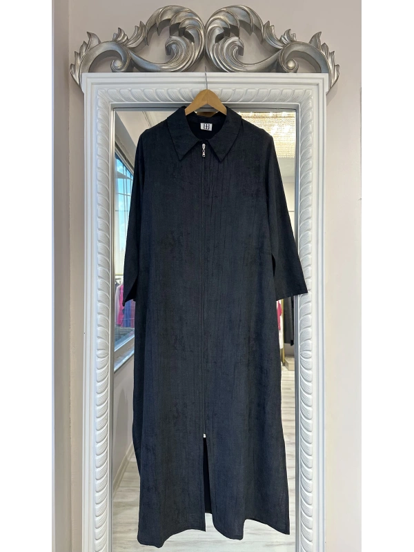 Beyza Senil Büyük Beden Ferace - Siyah