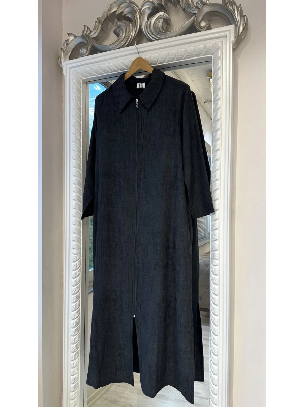 Beyza Senil Büyük Beden Ferace - Siyah