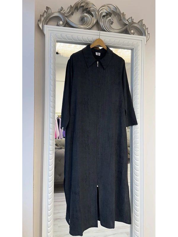 Beyza Senil Büyük Beden Ferace - Siyah