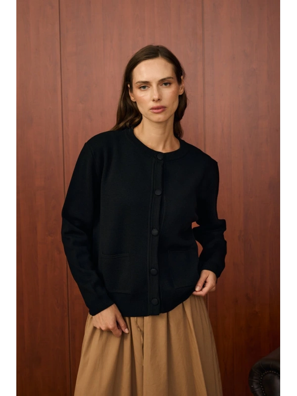 Merwish Bomber Mini Hırka-Siyah