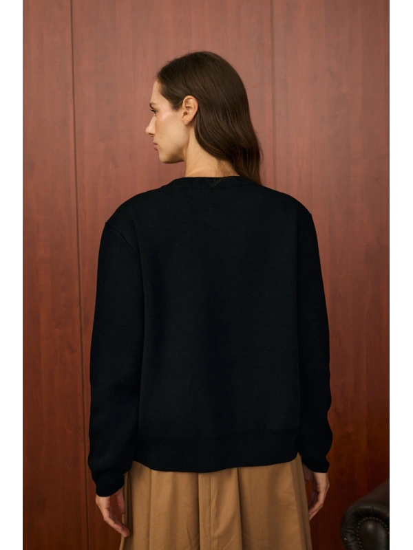 Merwish Bomber Mini Hırka-Siyah