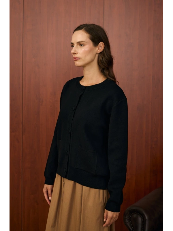 Merwish Bomber Mini Hırka-Siyah