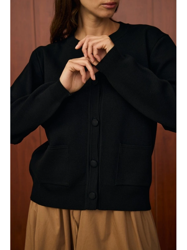 Merwish Bomber Mini Hırka-Siyah