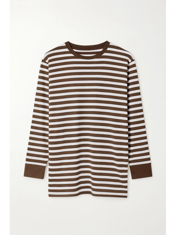 Çizgili Tunik - Kahverengi