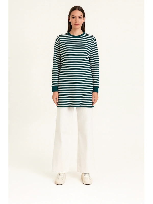 Çizgili Tunik - Yeşil