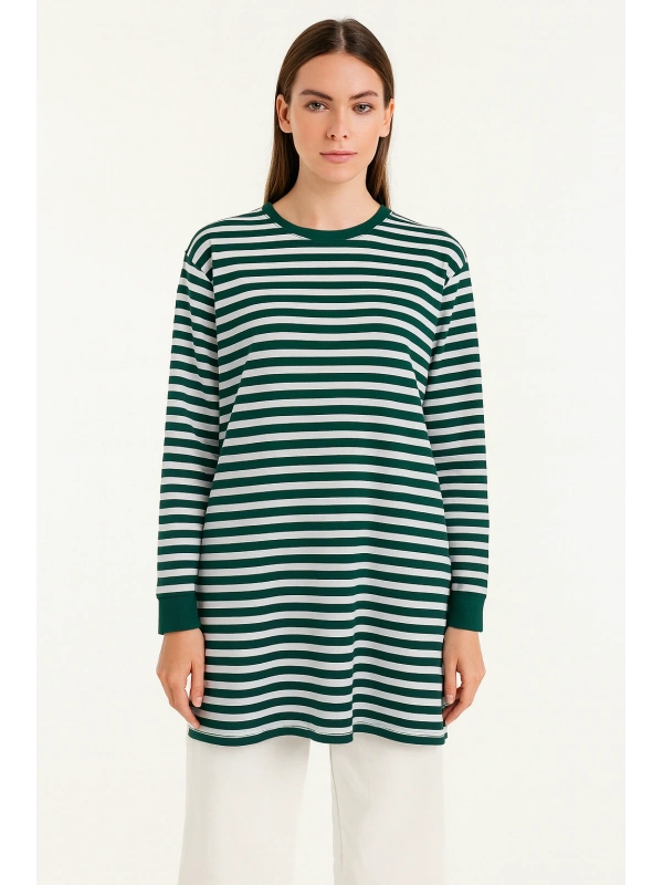 Çizgili Tunik - Yeşil