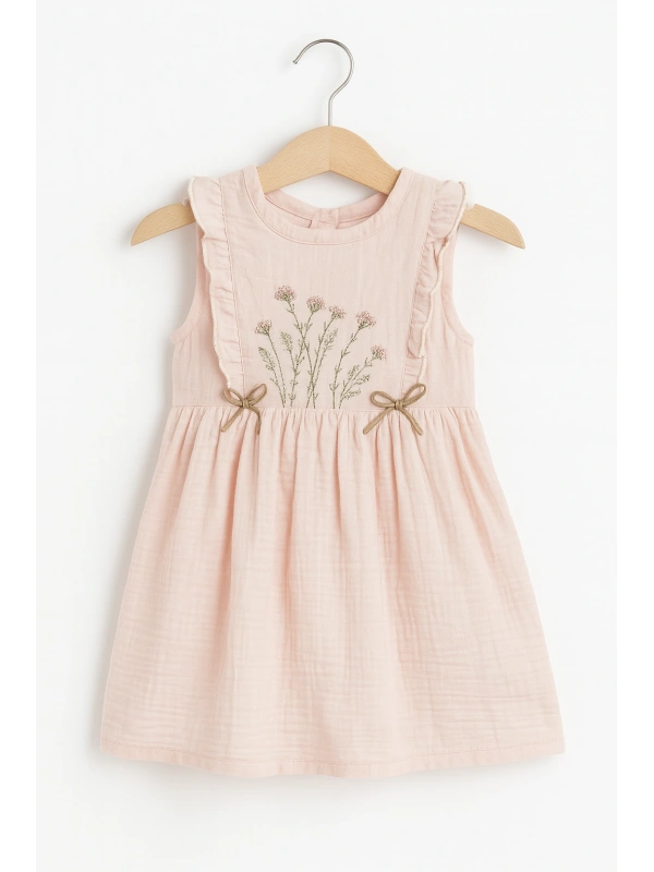 %100 Pamuk Pudra Elbise