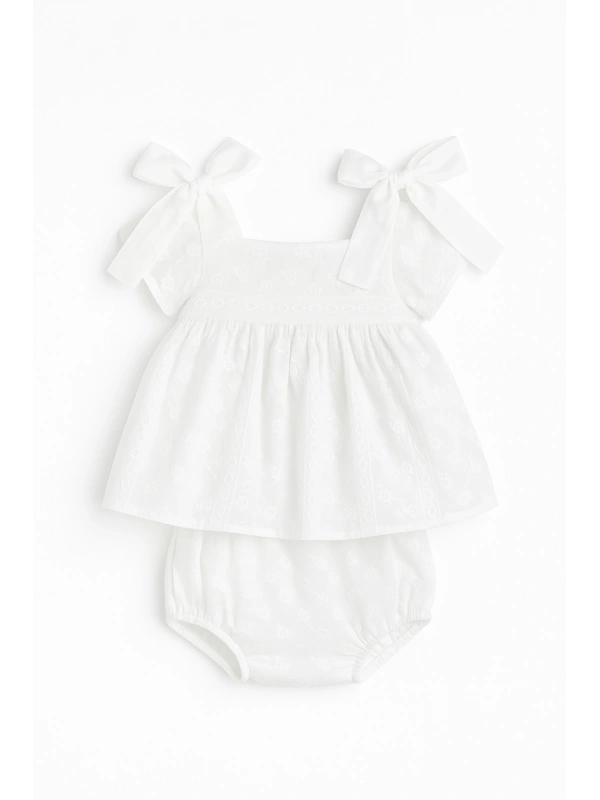 Fiyonk Askılı %100 Pamuk Elbise