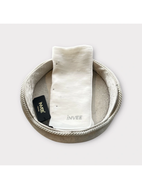 INVEE 1266 Ekru Taşlı Caz Şal