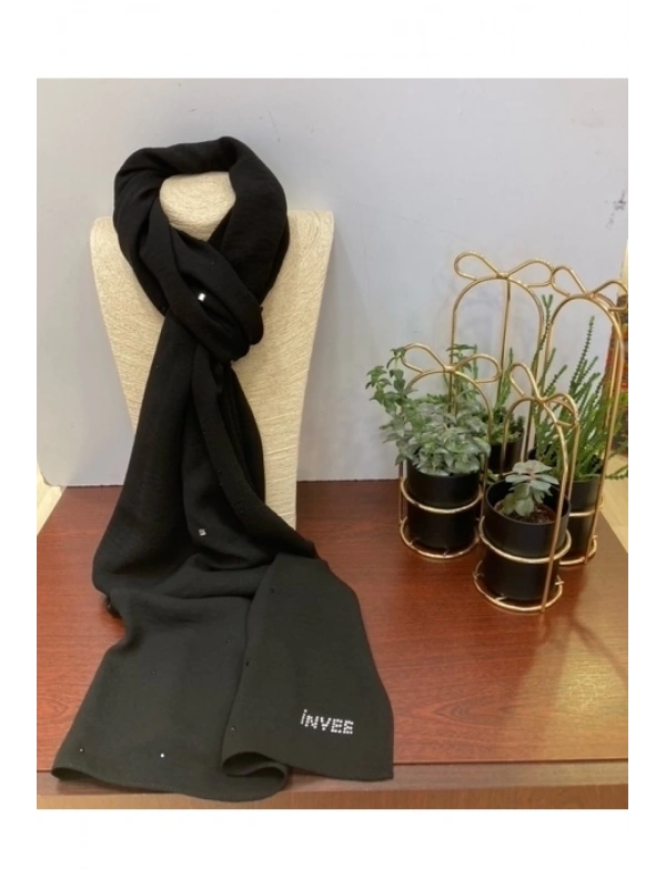 INVEE 1266 Siyah Taşlı Caz Şal