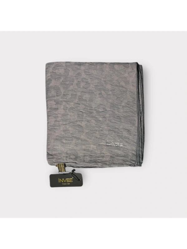 INVEE 1329 Antrasit Leopar Şal