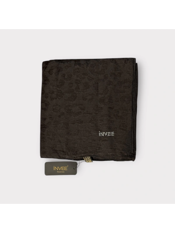 INVEE 1329 Siyah-Altın Leopar Şal