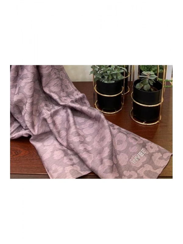 INVEE 1329 Pudra-Siyah Leopar Şal